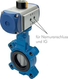 Pneum. Anflansch-Klappe DN150/PN16, GGG40/GGG40 polyamidbeschichtet/EPDM