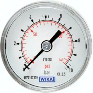 ES-Manometer waagerecht, 50mm, 0 - 40 bar, G 1/4"