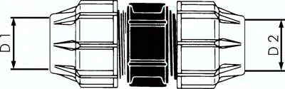 PEX-Rohrverschraubung, gerade, PP, 75 mm - 63 mm