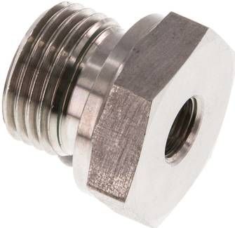 Hydraulik-Reduzierung G 1/2"(AG)-G 1/8"(IG), 1.4571, Elastomerdichtung