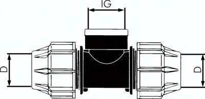 PEX-Rohrverschraubung, T-Stück, PP, 2 1/2"(IG)-75mm